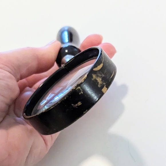 Vintage Magnifying Glass Round Handheld Black Wood & Trim Desk Map Book Reader - Picture 9 of 9